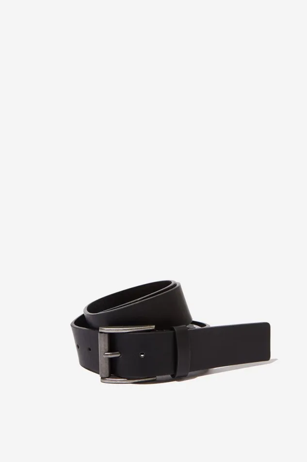 Men Gifting Cotton On Square Buckle Pu Belt Black
