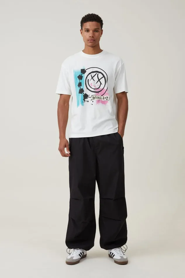 Men Graphic TShirts Cotton On Blink 182 Loose Fit TShirt Lcn Mt Vintage Whitei Miss You
