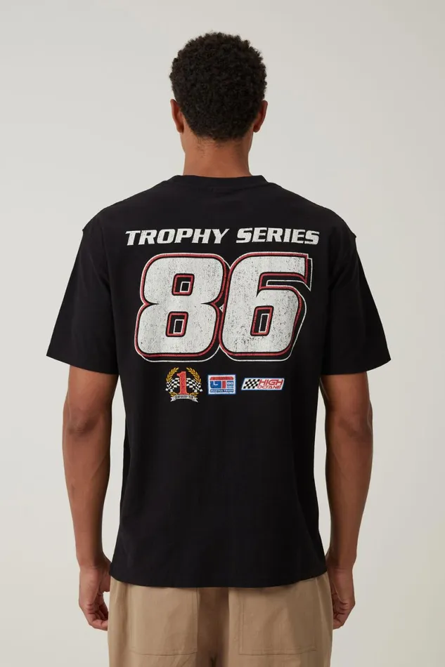 Men Graphic TShirts Cotton On Pit Stop Loose Fit TShirt Black World Championships