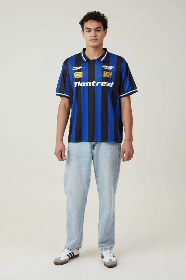 Men Graphic TShirts Cotton On Pit Stop Soccer Jersey Black Cobaltperformance