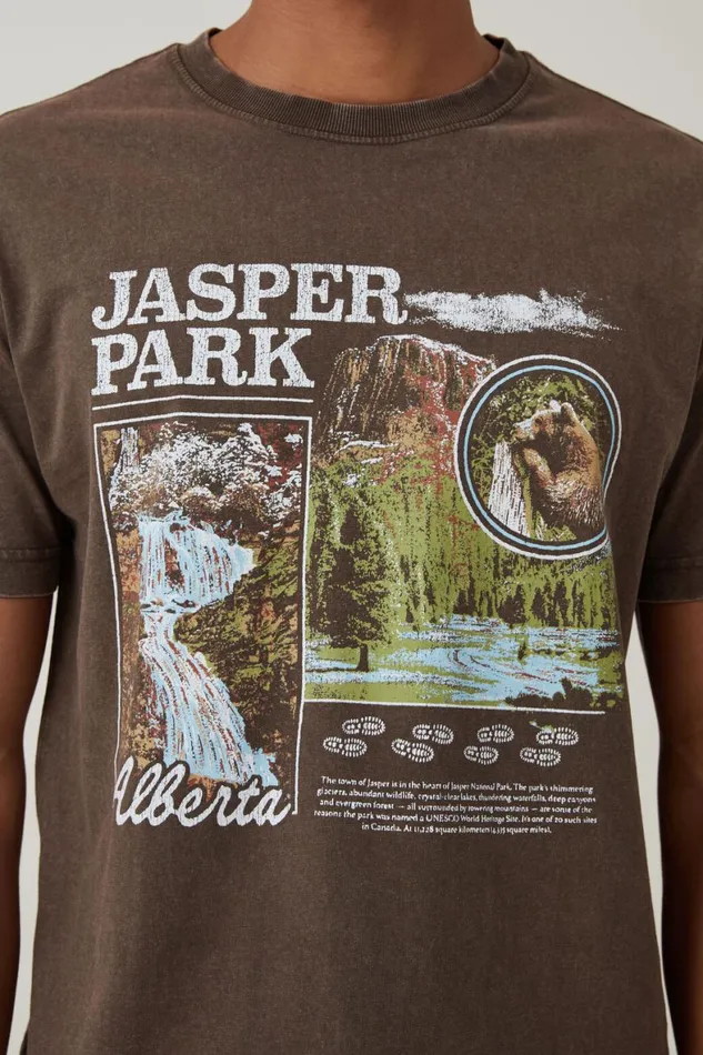 Men Graphic TShirts Cotton On Premium Loose Fit Art TShirt Ashen Brownjaper Park