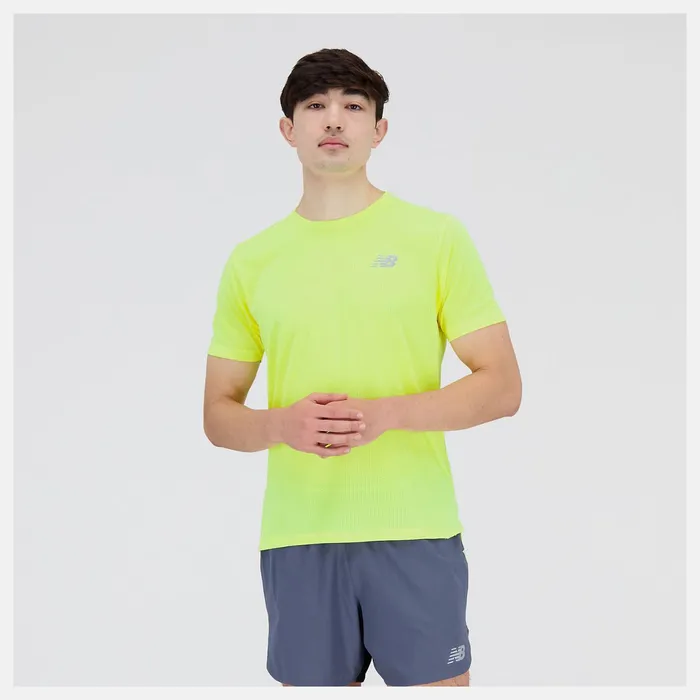 Men Impact Run Short Sleeve Cosmic Pineapple Heather New Balance Shirts