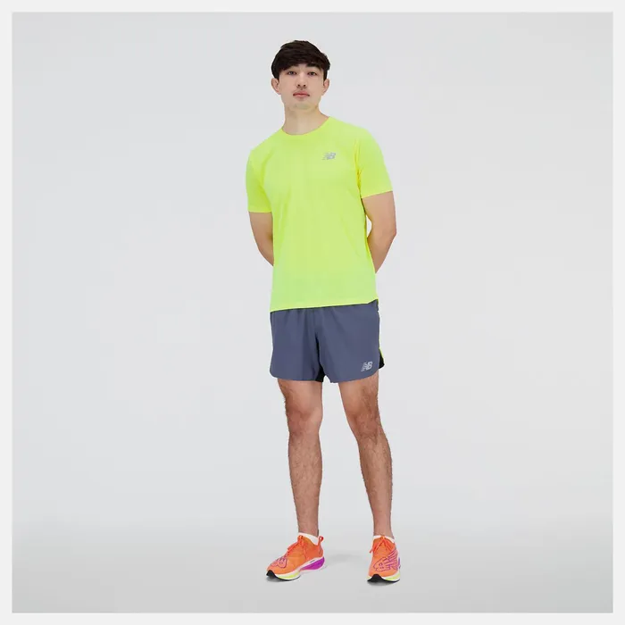 Men Impact Run Short Sleeve Cosmic Pineapple Heather New Balance Shirts Men Impact Run Short Sleeve Cosmic Pineapple Heather New Balance Shirts