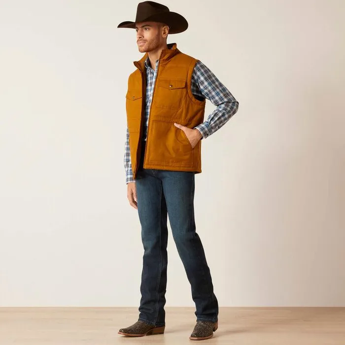 Men Jackets and Vests Ariat Grizzly 20 Canvas Conceal And Carry Vest Chestnut