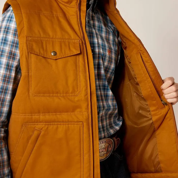 Men Jackets and Vests Ariat Grizzly 20 Canvas Conceal And Carry Vest Chestnut
