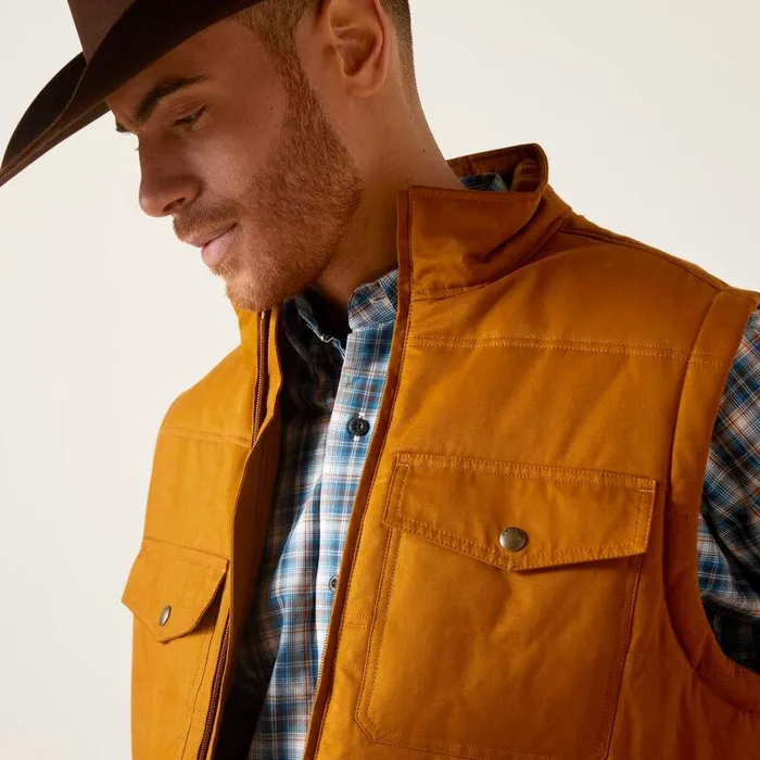 Men Jackets and Vests Ariat Grizzly 20 Canvas Conceal And Carry Vest Chestnut