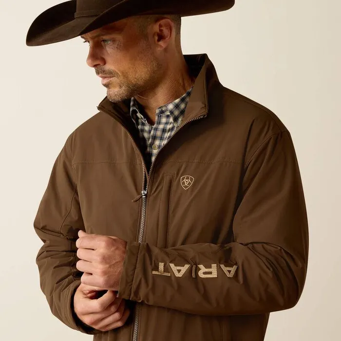 Men Jackets and Vests Ariat Pioneer StretchShell Jacket Brown Men Jackets and Vests Ariat Pioneer StretchShell Jacket Brown