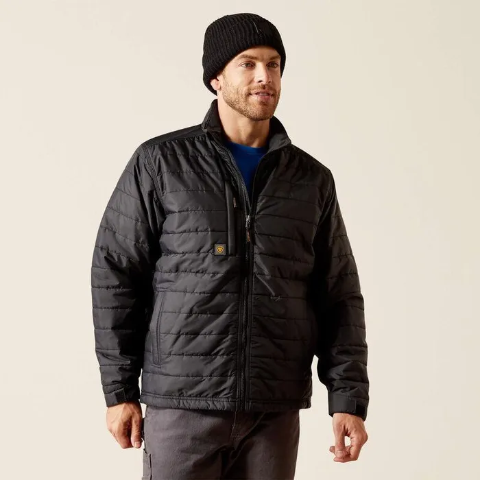 Men Jackets and Vests Ariat Rebar Cordura Ripstop Lightweight Insulated Jacket Black