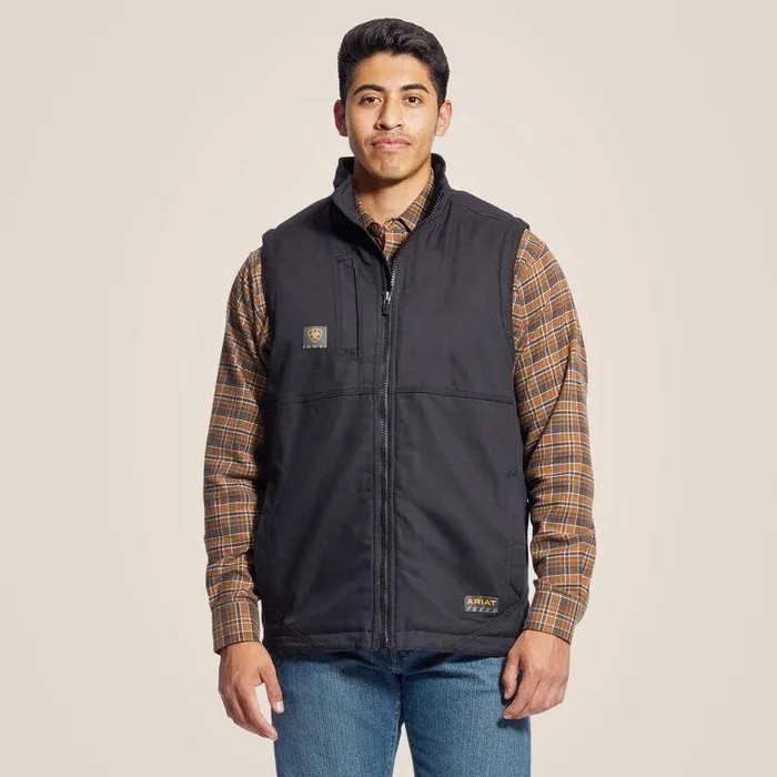 Men Jackets and Vests Ariat Rebar DuraCanvas Vest Black