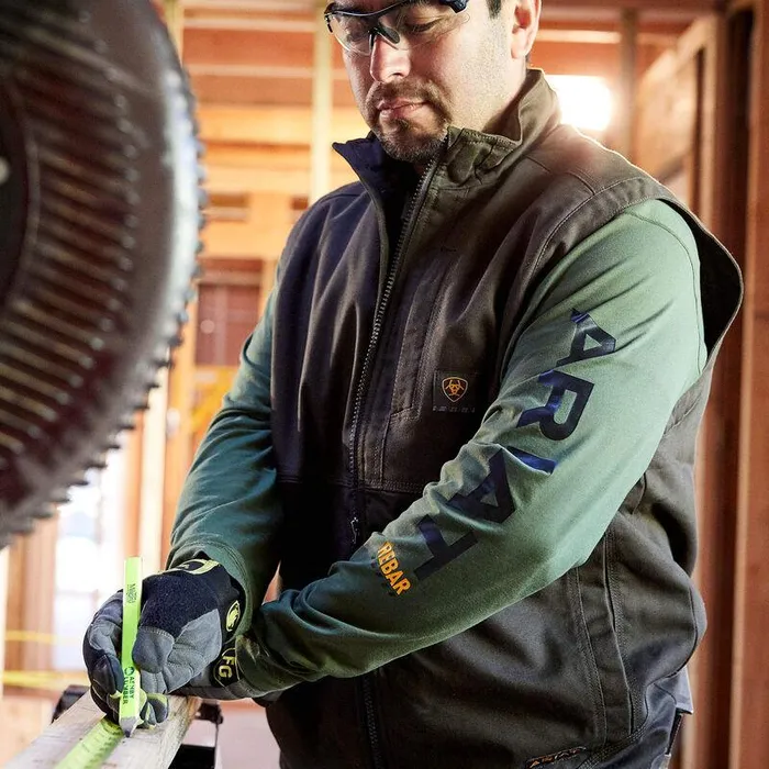 Men Jackets and Vests Ariat Rebar DuraCanvas Vest Wren Men Jackets and Vests Ariat Rebar DuraCanvas Vest Wren