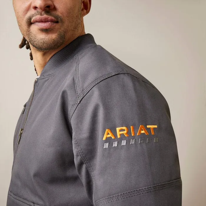 Men Jackets and Vests Ariat Rebar Stretch Canvas Bomber Jacket Rebar Grey Men Jackets and Vests Ariat Rebar Stretch Canvas Bomber Jacket Rebar Grey