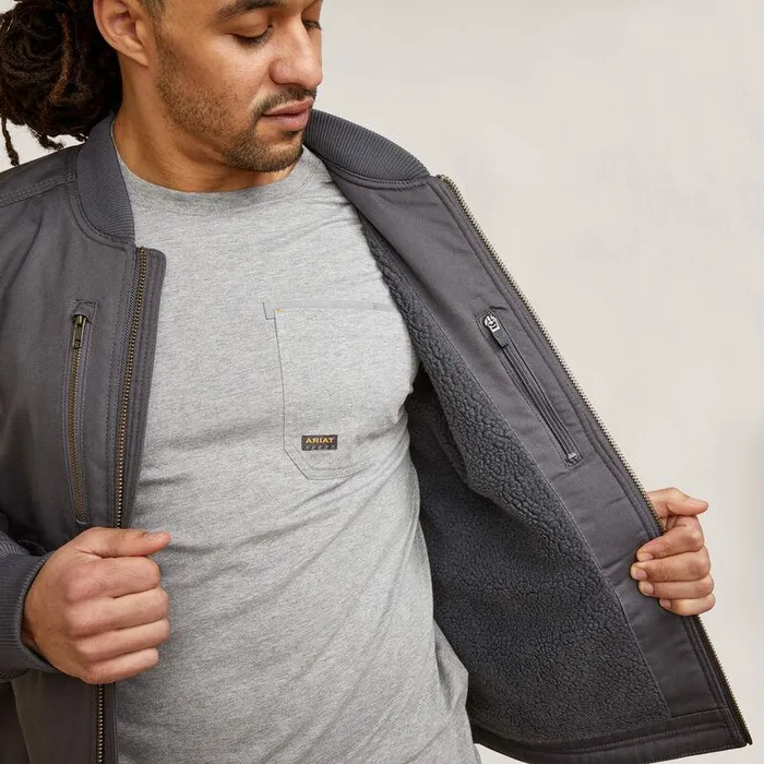 Men Jackets and Vests Ariat Rebar Stretch Canvas Bomber Jacket Rebar Grey Men Jackets and Vests Ariat Rebar Stretch Canvas Bomber Jacket Rebar Grey