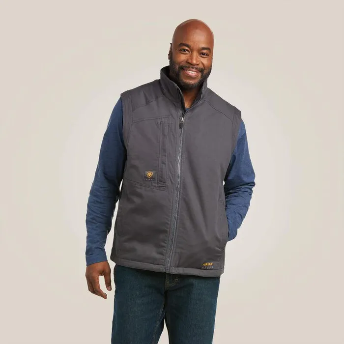 Men Jackets and Vests Ariat Rebar Washed DuraCanvas Insulated Vest Rebar Grey