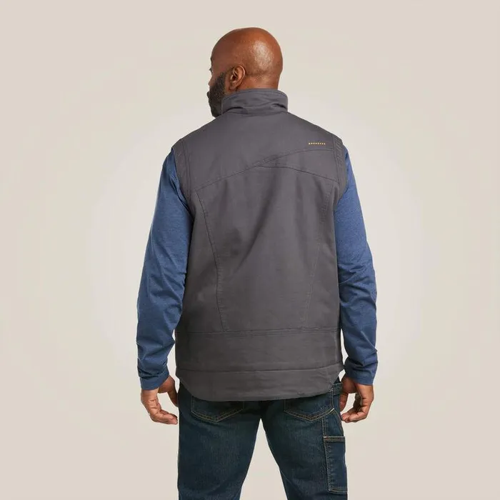 Men Jackets and Vests Ariat Rebar Washed DuraCanvas Insulated Vest Rebar Grey