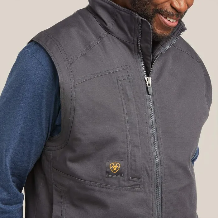 Men Jackets and Vests Ariat Rebar Washed DuraCanvas Insulated Vest Rebar Grey