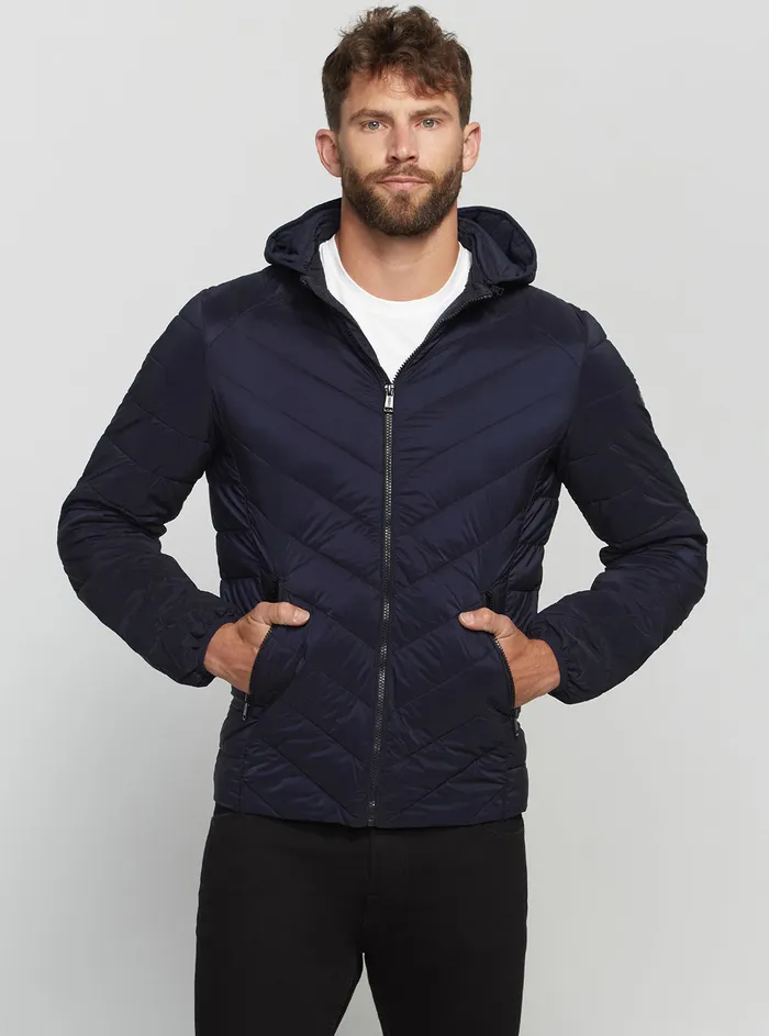 Men Jackets GUESS Eco Blue Stretch Hoodie Jacket