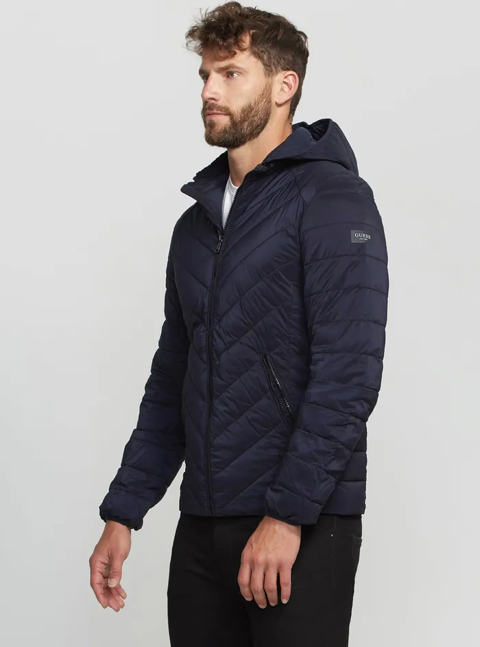 Men Jackets GUESS Eco Blue Stretch Hoodie Jacket Men Jackets GUESS Eco Blue Stretch Hoodie Jacket