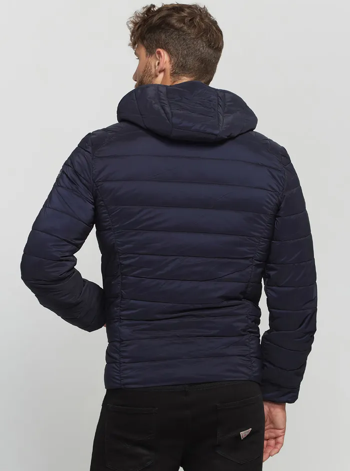 Men Jackets GUESS Eco Blue Stretch Hoodie Jacket Men Jackets GUESS Eco Blue Stretch Hoodie Jacket