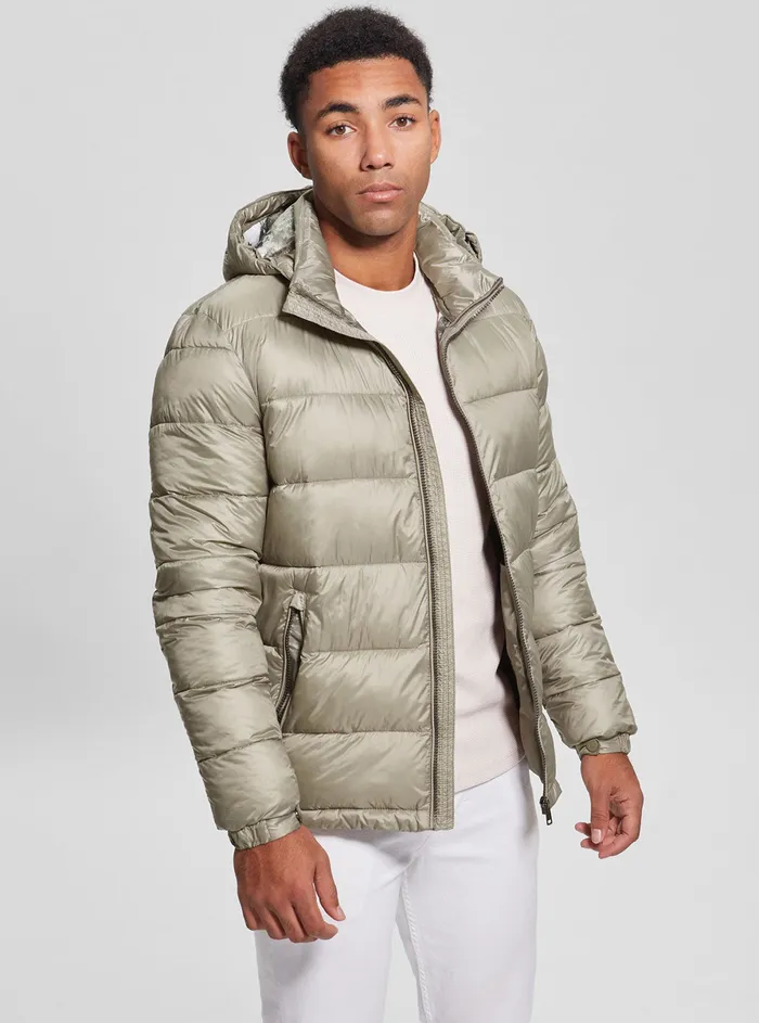 Men Jackets GUESS Eco Green Super Light Puffer Jacket Men Jackets GUESS Eco Green Super Light Puffer Jacket