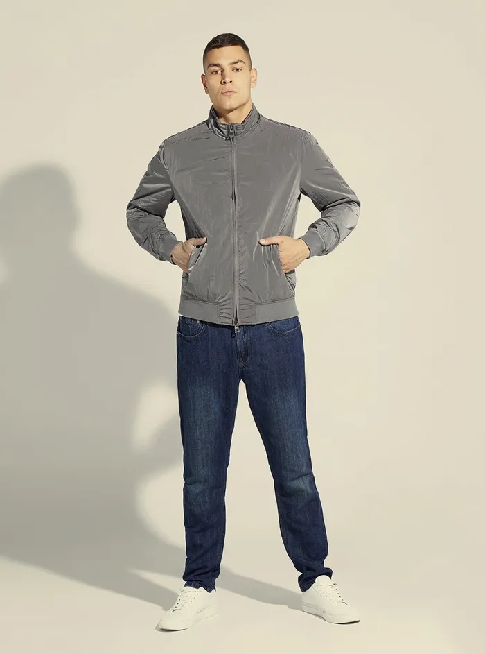 Men Jackets GUESS Grey Techno Bomber Jacket Men Jackets GUESS Grey Techno Bomber Jacket