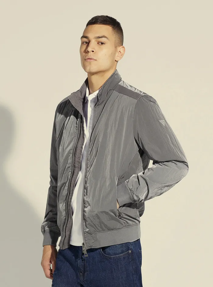 Men Jackets GUESS Grey Techno Bomber Jacket Men Jackets GUESS Grey Techno Bomber Jacket