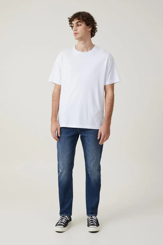 Men Jeans Cotton On Slim Straight Jean Clash Blue