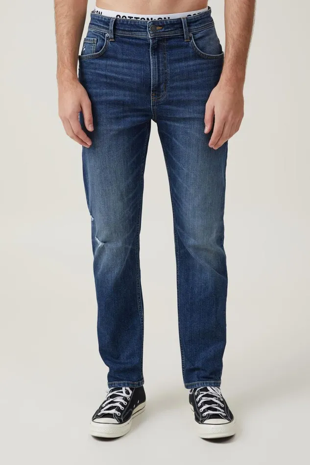 Men Jeans Cotton On Slim Straight Jean Clash Blue