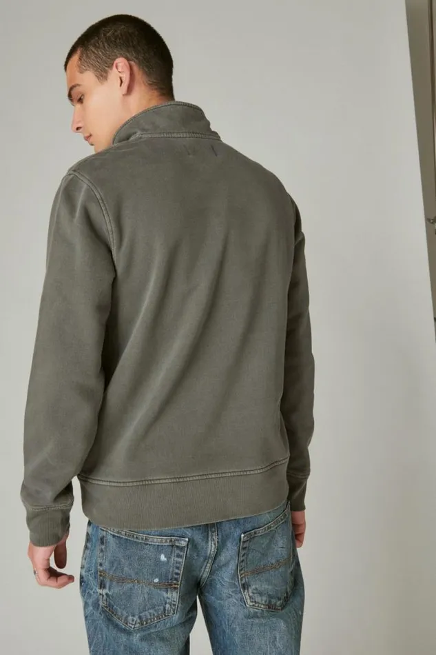 Men Lucky Brand Activewear Cloud Soft Fleece Half Zip Mock Neck Jet Black