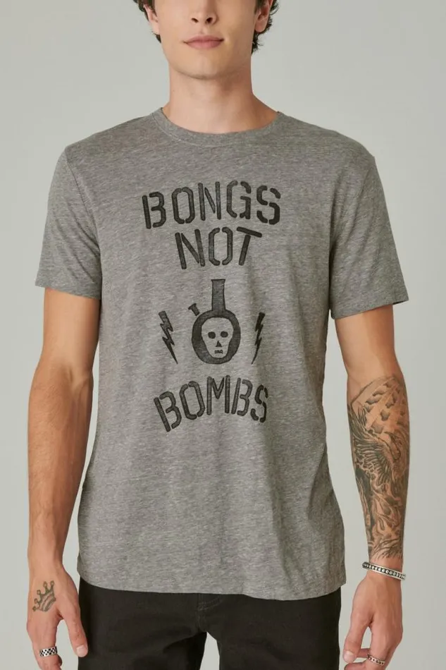 Men Lucky Brand Graphic Tees Bongs Heather Grey