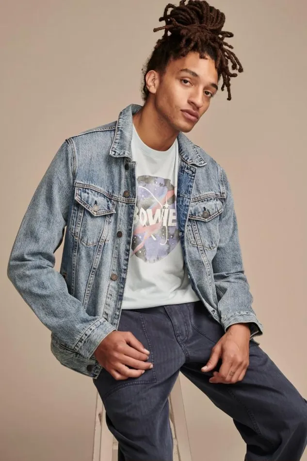 Men Lucky Brand Graphic Tees Bowie Nasa Winter Sky