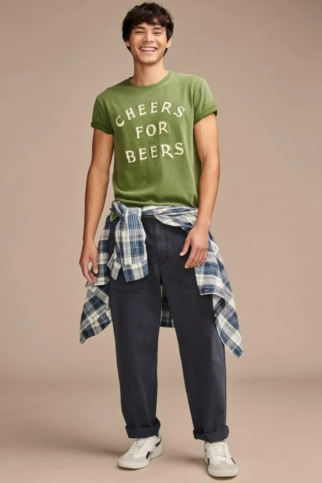 Men Lucky Brand Graphic Tees Cheers For Beers Tee Garden Green