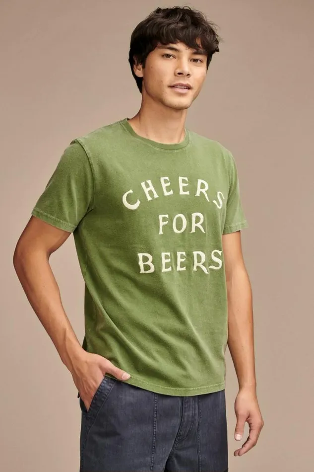 Men Lucky Brand Graphic Tees Cheers For Beers Tee Garden Green