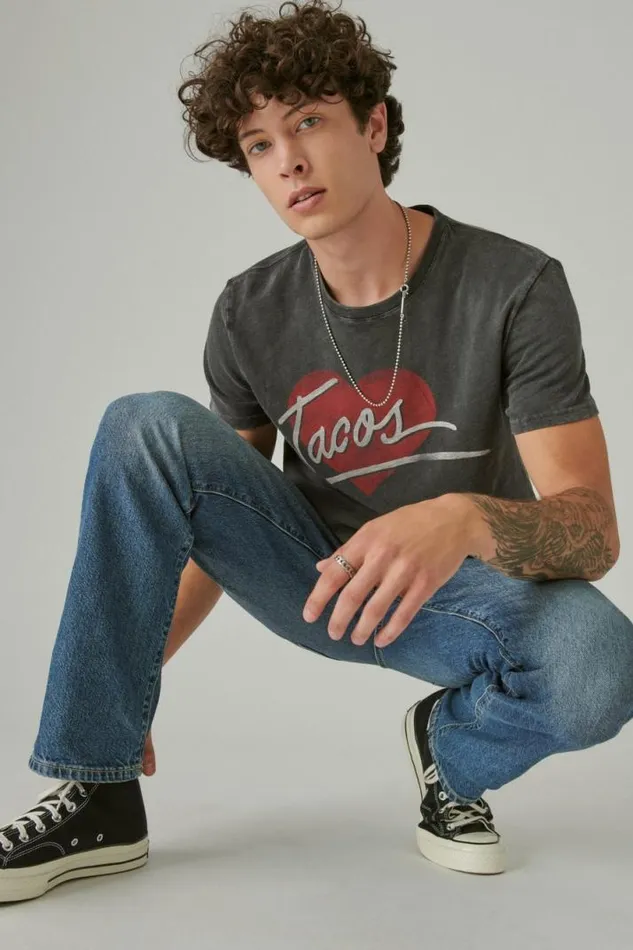Men Lucky Brand Graphic Tees I Love Tacos Jet Black