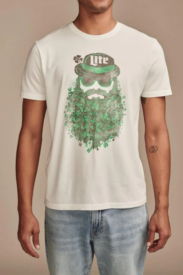 Men Lucky Brand Graphic Tees Miller Lite Beard Marshmallow Men Lucky Brand Graphic Tees Miller Lite Beard Marshmallow
