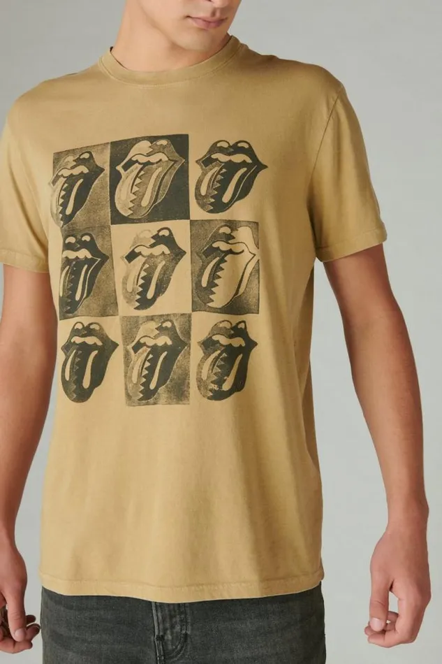 Men Lucky Brand Graphic Tees Rolling Stones Tongue Logo Tee Twill