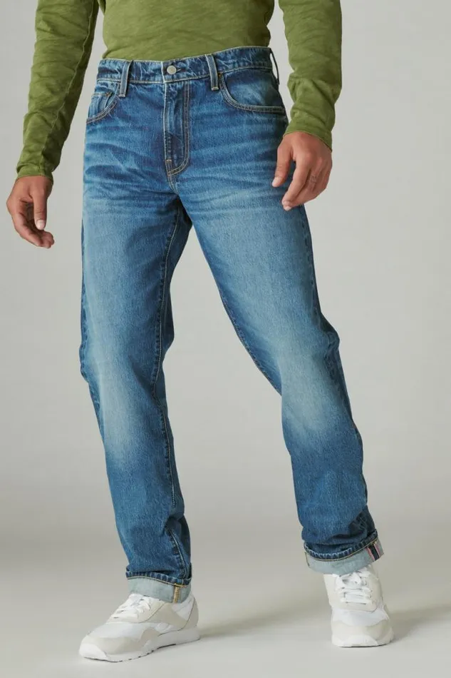 Men Lucky Brand Jeans 410 Athletic Straight Made In The Usa Selvedge Jean Rowan