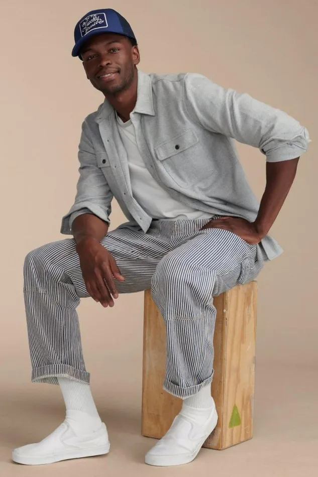 Men Lucky Brand Pants Lucky Legend Railroad Stripe Denim Carpenter Pant Preston