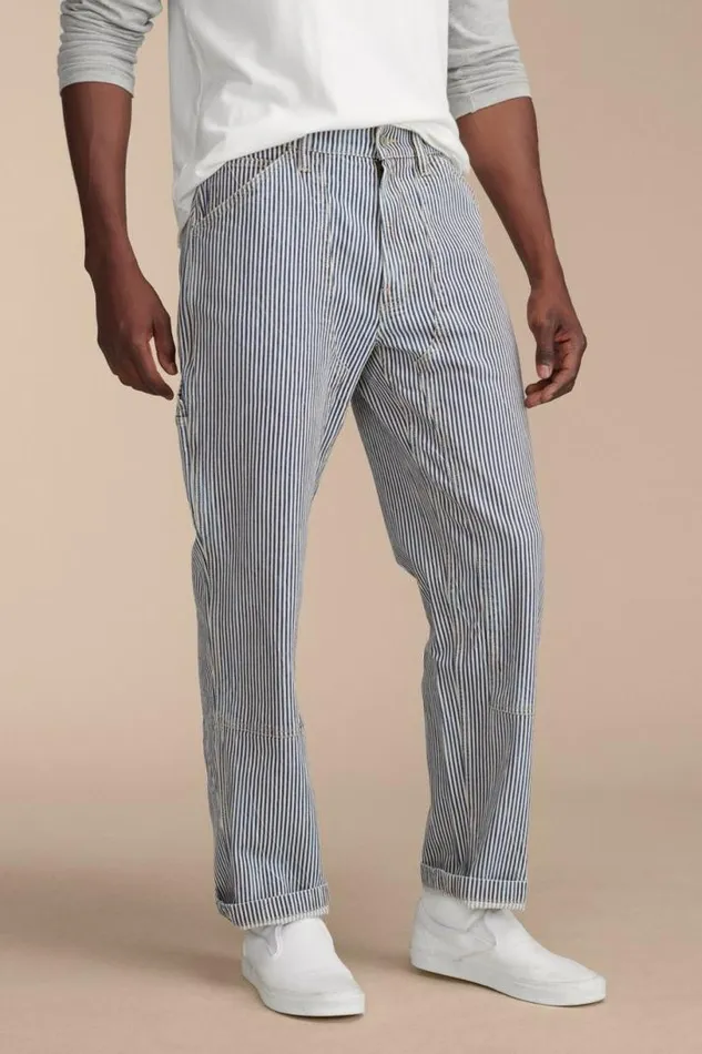 Men Lucky Brand Pants Lucky Legend Railroad Stripe Denim Carpenter Pant Preston