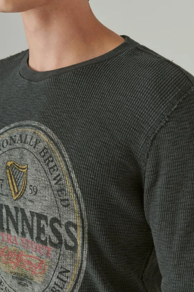 Men Lucky Brand Shirts and Tops Guinness Logo Thermal Jet Black