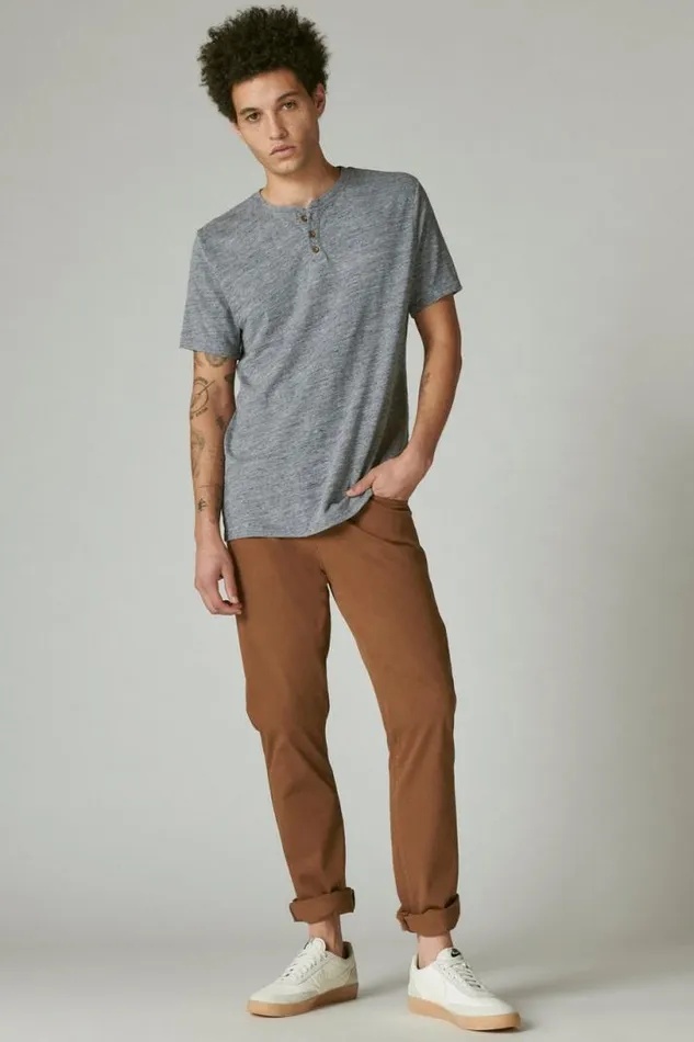 Men Lucky Brand Shirts and Tops Linen Henley Black Iris