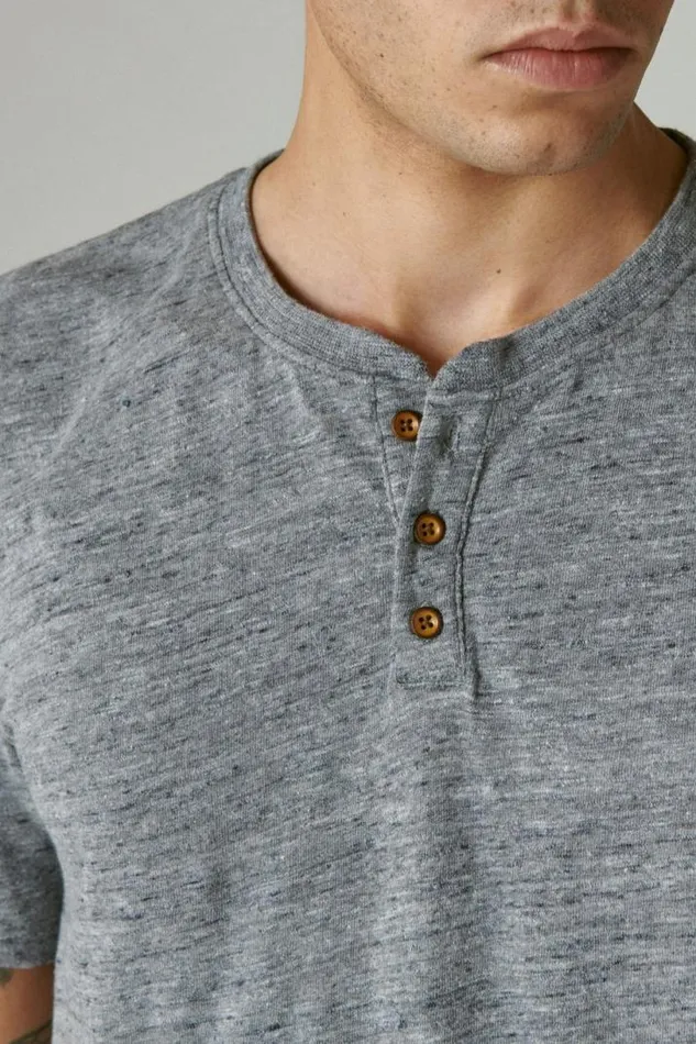 Men Lucky Brand Shirts and Tops Linen Henley Black Iris