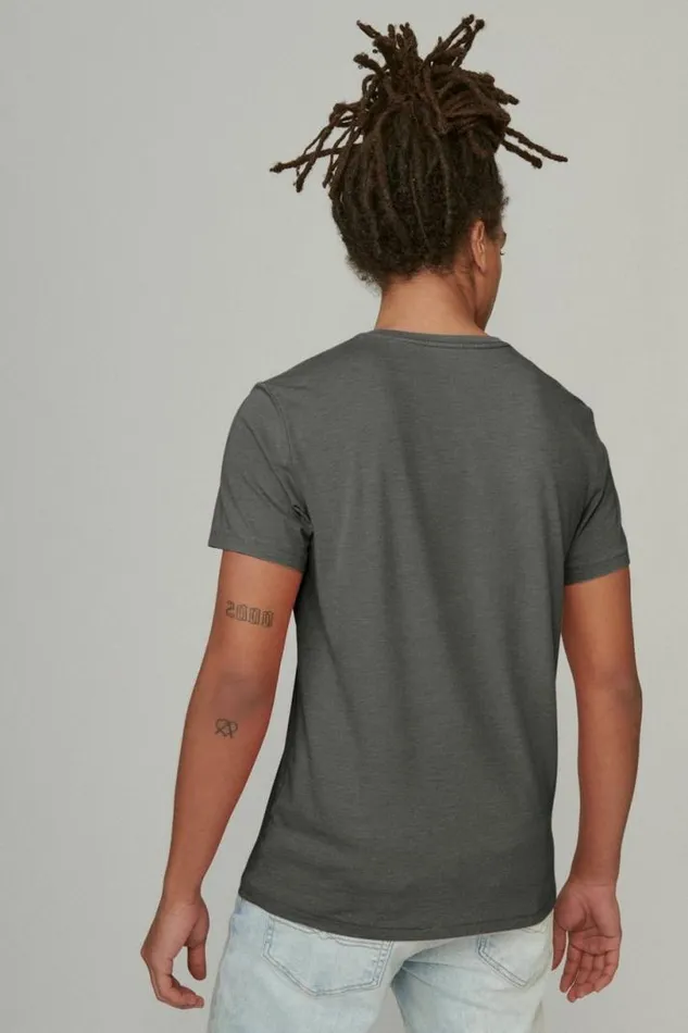 Men Lucky Brand Shirts and Tops Venice Burnout V Neck Tee Jet Black