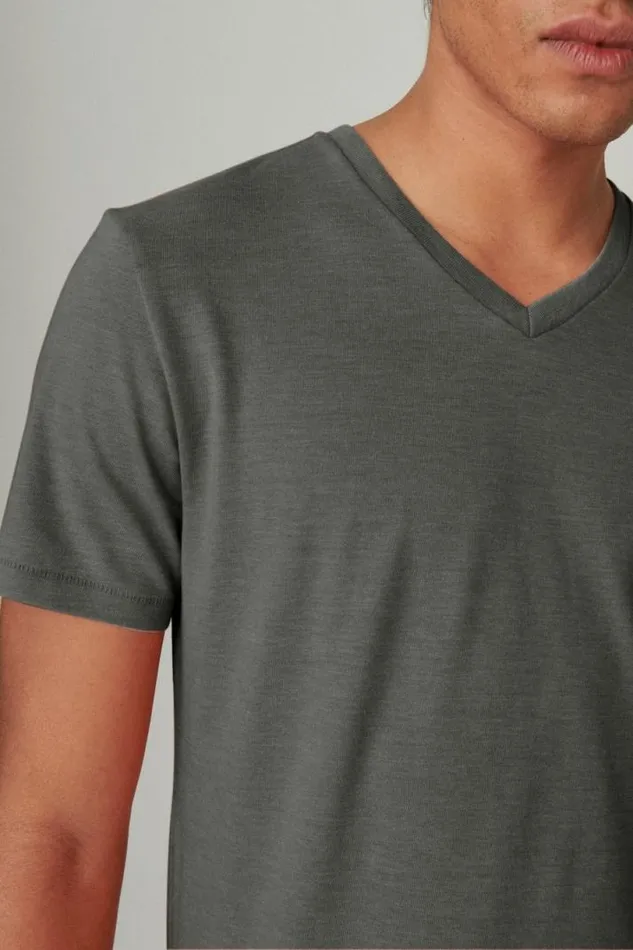 Men Lucky Brand Shirts and Tops Venice Burnout V Neck Tee Jet Black