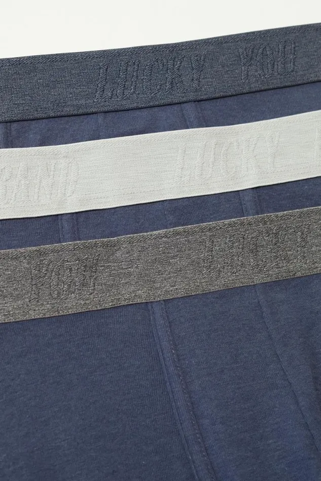 Men Lucky Brand Underwear and Sleepwear 3 Pack Cotton Viscose Boxer Briefs Dark Blue