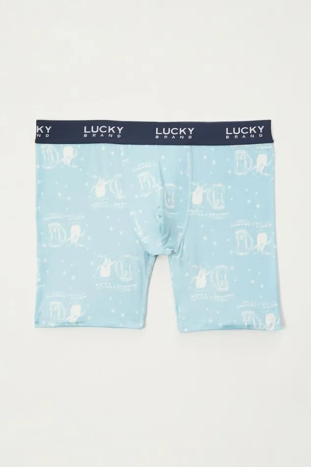 Men Lucky Brand Underwear and Sleepwear Holiday Printed Boxer Gift Rinse