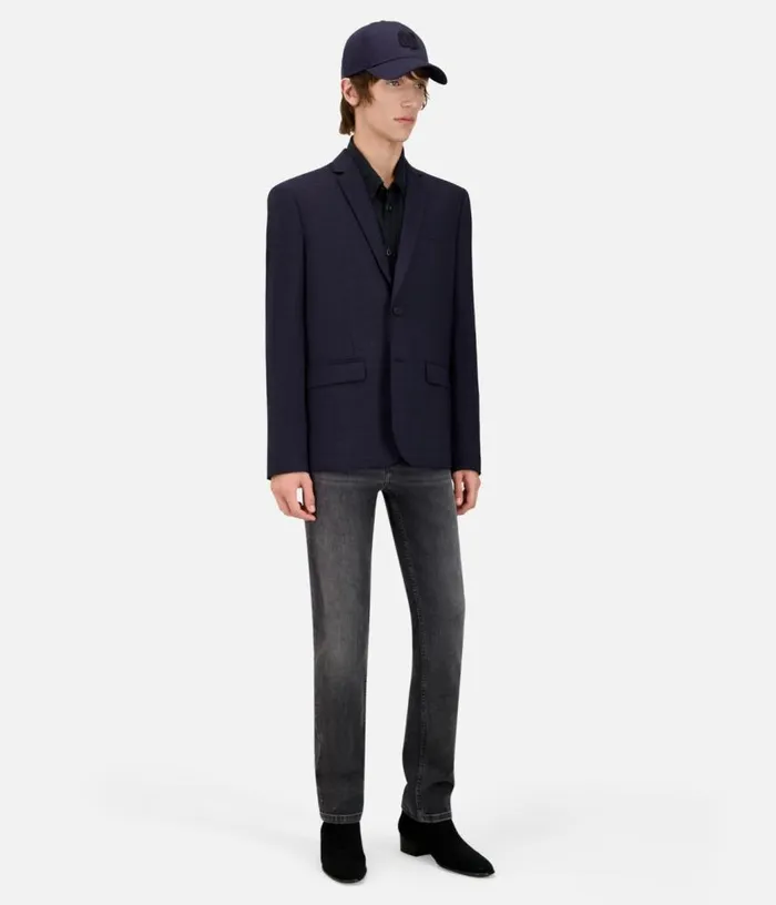 Men Navy Blue Prince Of Wales Wool Suit Jacket THE KOOPLES Blazers and Suits Men Navy Blue Prince Of Wales Wool Suit Jacket THE KOOPLES Blazers and Suits