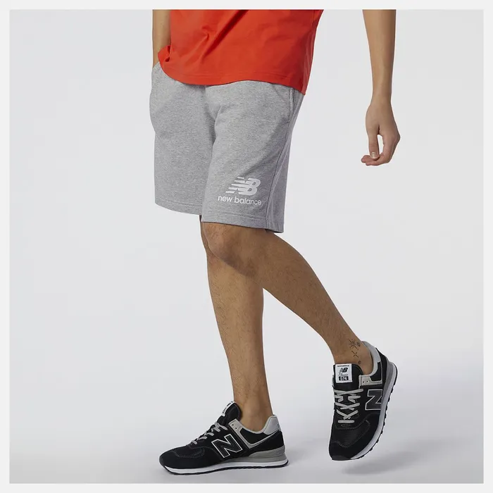 Men NB Essentials Stacked Logo Short Athletic Grey New Balance Shorts