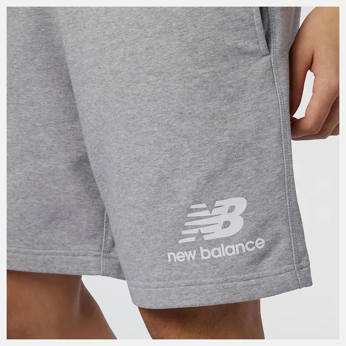 Men NB Essentials Stacked Logo Short Athletic Grey New Balance Shorts