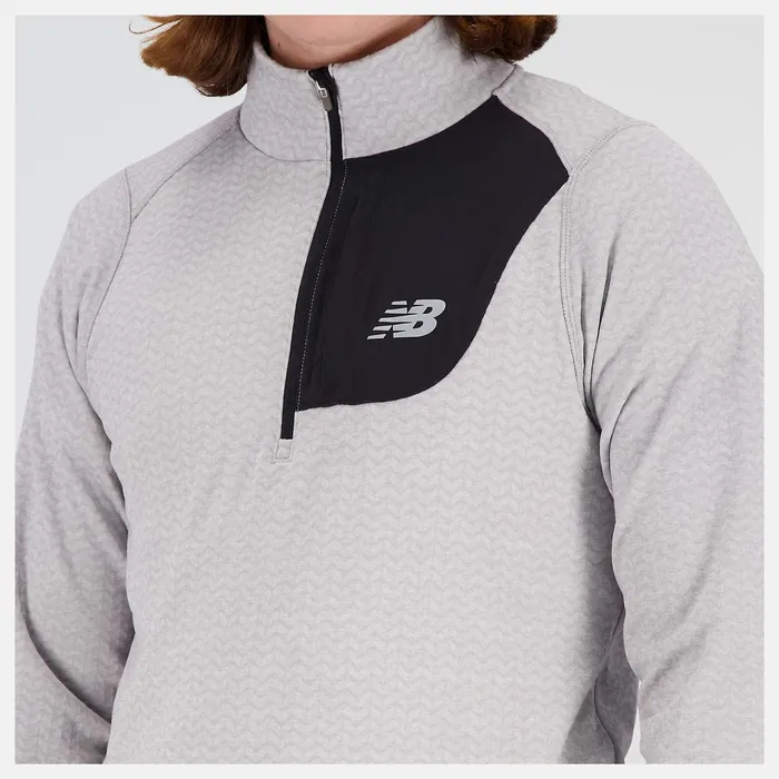 Men NB Heat Grid Half Zip Athletic Grey New Balance Hoodies and Sweatshirts