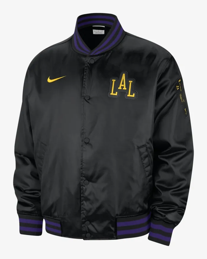 Men Nike Jackets Los Angeles Lakers 202324 City Edition Blackblackamarillo